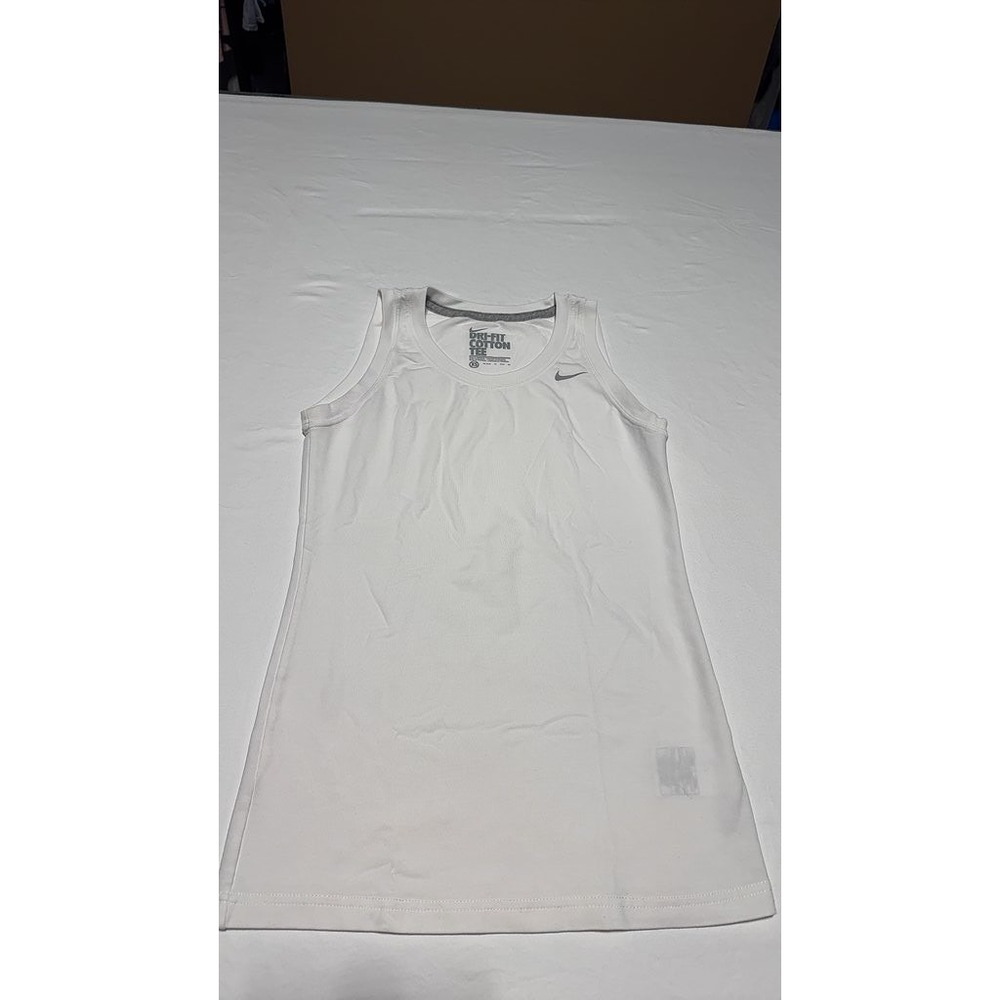 Nike Dri-FIT Cotton Tank Top XS White Athletic Moisture Wicking Tee